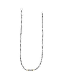 Silver & 18k Diamond Lux Beaded Necklace, 16L   Lagos   Silver/Gold (18k )