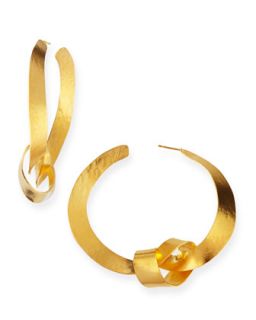 Ruban Ribbon Gold Knot Hoop Earrings   Herve Van Der Straeten   Gold