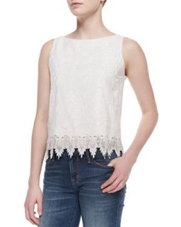 Womens Anya Sleeveless Embroidered Top   Alice + Olivia   Off white (LARGE)