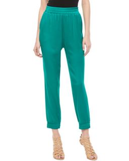 Womens Charmeuse Pajama Pants   Michael Kors   Emerald (2)