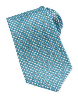 Mens Neat Pattern Grenadine Tie, Turquoise   Kiton   Turq
