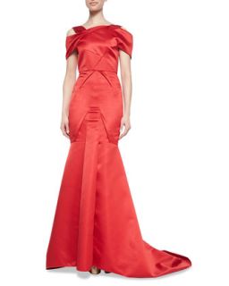 Womens Cinnabar Satin Off Shoulder Gown   Roland Mouret   Poppy red (UK10/6)