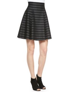 Womens Pharl High Waist Flared Skirt   Alice + Olivia   Black/Stripe (8)