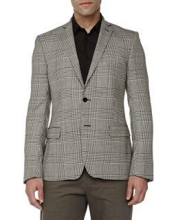 Mens Trend Fit Herringbone 2 Button Jacket   Versace   Black (52)