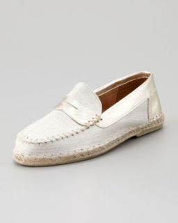 Espadrille Penny Loafer, White/Gold   Jacques Levine   White/Gold (37.0B/7.0B)
