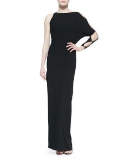 Womens One Sleeve Gown With Cutout Detail   Halston Heritage   Black (4)