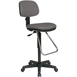 Office Star WorkSmart™ Fabric Economical Drafting Chair with Chrome Teardrop Footrest, Gray