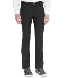 Mens Jersey Pants with Faux Leather Trim   Versace   Grey (40)