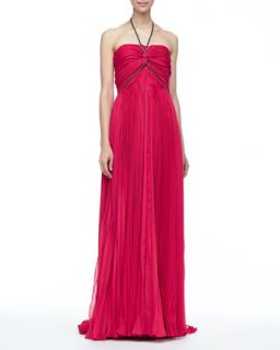 Womens Nina Pleated Halter Gown, Berry   Catherine Deane   Berry (8)