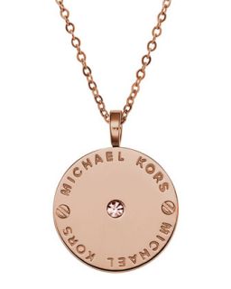 Logo Disc Necklace, Rose Golden   Michael Kors   Rose gold