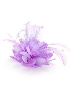 Feathered Lace Fascinator Hair Clip, Lilac   Bow Arts   Lilac