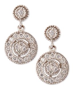 Antiqued Pave Diamond Round Earrings   KC Designs   White gold