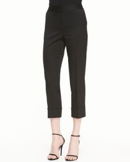 Womens Cropped Trousers with Cuff, Caviar   St. John Collection   Caviar (16)