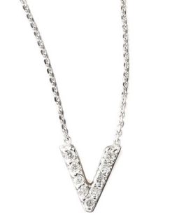 Diamond Letter Necklace, V   KC Designs   White gold (V)