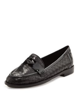 Nattie Woven Leather Loafer, Black   Sesto Meucci   Black (39.0B/9.0B)