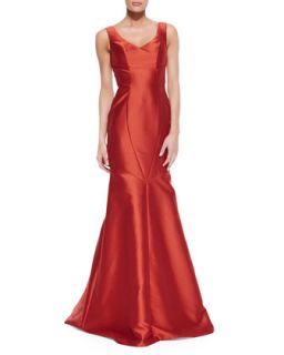 Womens Sleeveless V Neck Mermaid Gown, Spice   Theia by Don ONeill  