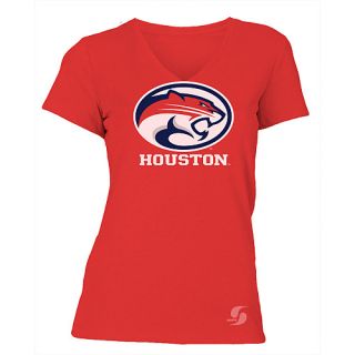 SOFFE Womens Houston Cougars No Sweat V Neck Short Sleeve T Shirt   Size