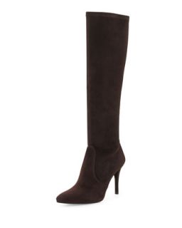 Jefe Stretch Suede Boot, Cola (Made to Order)   Stuart Weitzman   Cola (40.