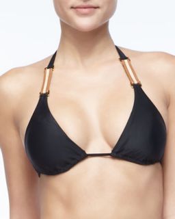 Womens Belted Strap Halter Bikini Top   Vix   Black (LARGE/10 12)
