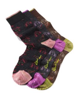 Mens Nipper Paisley Print Socks, 3 Pack   Robert Graham   Multi