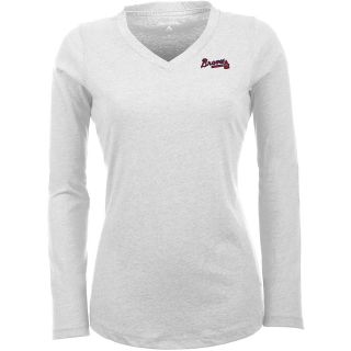 Antigua Atlanta Braves Womens Flip Long Sleeve V neck T Shirt   Size Large,