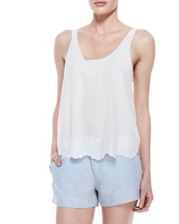 Womens Boyd Silk Embroidered Tank Top   Joie   Porcelain (SMALL)