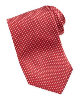 Mens Micro Check Pattern Silk Tie, Red   Brioni   Red