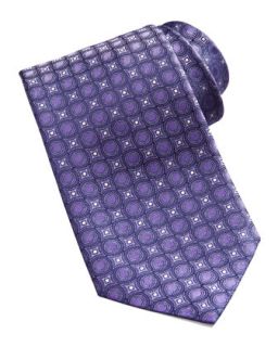 Mens Circle Print Silk Tie, Purple   Brioni   Purple