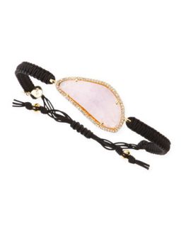 G Pave Trim Pink Crystal Braided Cord Bracelet, Black   Tai   Pink