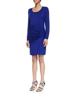 Womens Ruched Front Jersey Dress, Twilight Blue   Laundry by Shelli Segal  