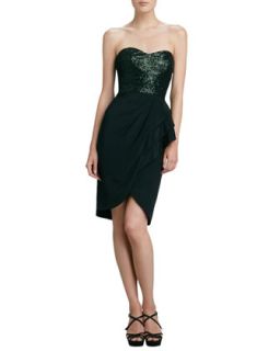 Womens Sequin Bodice Strapless Dress   Badgley Mischka   Emerald (6)