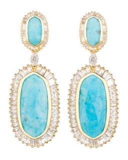 Baguette Trim Oval Drop Earrings, Turquoise   Kendra Scott Luxe   Turquoise
