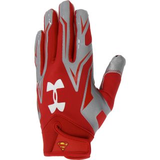 UNDER ARMOUR Mens Alter Ego Superman F4 Football Gloves   Size L, Red/silver