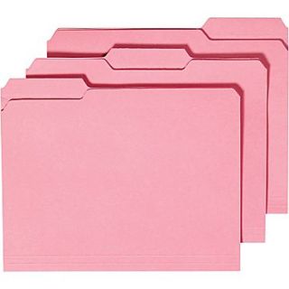 Colored File Folders w/ Reinforced Tabs, Letter, 3 Tab, Pink, 100/Box
