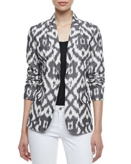 Womens Ikat One Button Jacket   Grey/White (LARGE/12 14)