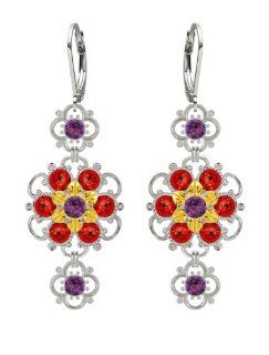 Lucia Costin Silver, Violet, Red Swarovski Crystal Earrings, Twisted Accents Lucia Costin Jewelry