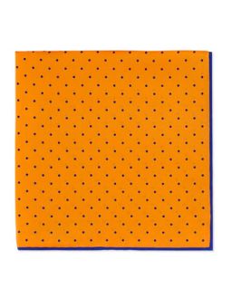 Mens Dot Print Pocket Square, Orange/Red   Orange w r