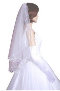 AMJ Dresses Inc 2 Tier Rhinestone Bridal Wedding Veil Size Large Clothing