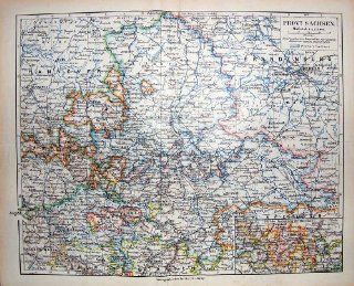 Meyers German Atlas 1900 Map Berlin Germany Leipzig   Prints