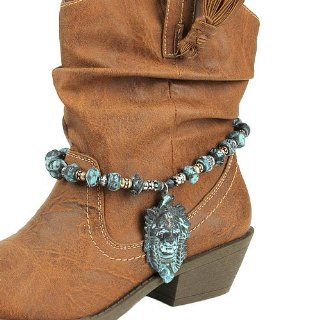 Fashion Jewelry ~ Boot Bracelet ~ Multi Beads with Native American Look Pendant Boot Charm Anklet (Boot Charm 008c 24) Jewelry