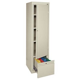Sandusky 3 Adjustable Shelves Storage Cabinet with File Drawer, Putty