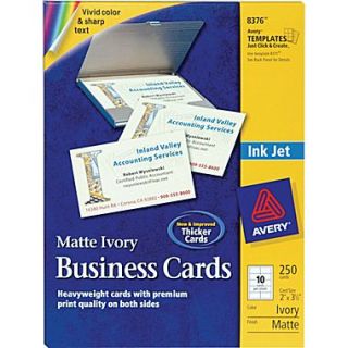 Avery Inkjet Business Cards, Ivory, 2 x 3 1/2, 250/Cards
