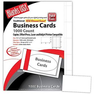 Blanks/USA 3 1/2 x 2 80 lbs. Micro Perforated Business Card, White, 1000/Pack