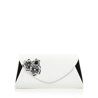 Faith White applique flower envelope clutch bag