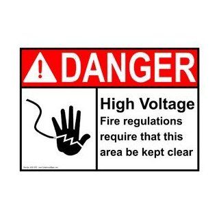 ANSI DANGER High Voltage Require Area Kept Clear Sign ADE 3765  Business And Store Signs 