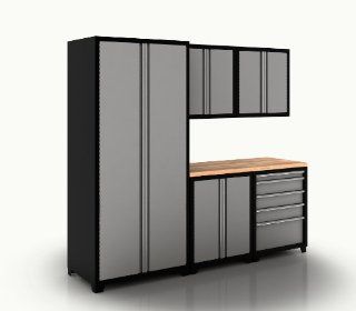 Coleman 6 Piece Cabinet System (Black and Grey) (82.5"H x 92"W x 24"D)   Garage Storage And Organization Systems  