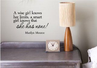 A wise girl knows her limits, a smart girl knows that she has none Marilyn Monroe Vinyl wall art Inspirational quotes and saying home decor decal sticker   A Girl Knows Her Limits But A Wise Girl Knows She Has None