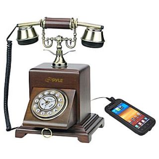 Pyle PRT25I Authentic Classical Home Telephone System W/Speaker & Audio Input F/Smartphone, Wood