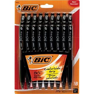 Bic BU3 Retractable Ballpoint Pens, Medium 1.0mm, Black, 18/Pack