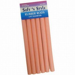 Soft 'N Style Rubber Rod Long Pink 5/8" Extra Thick (6 per bag) (Pack of 2)  Hair Rollers  Beauty